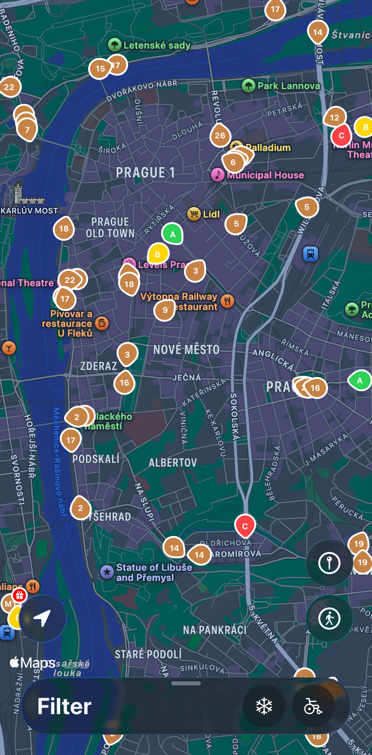 Mapa s polohou vozidel